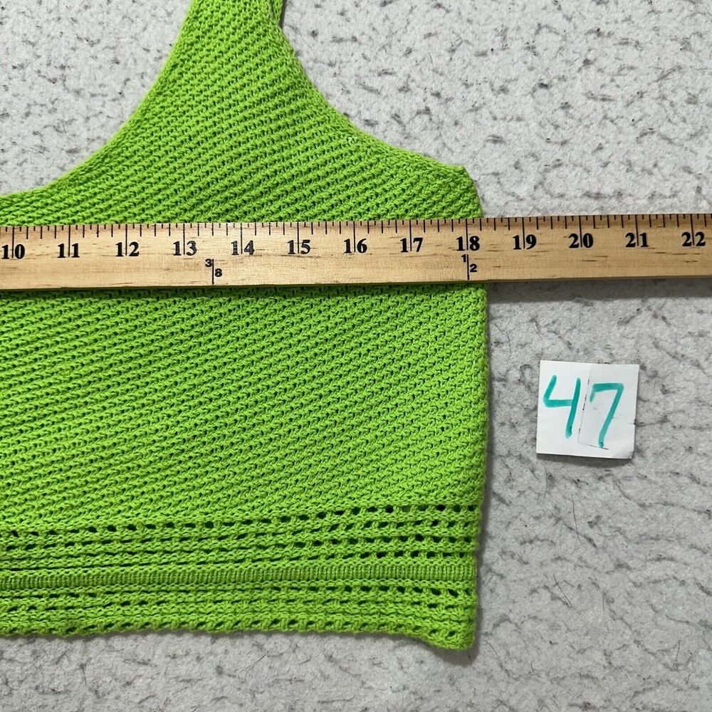 Forever 21 Women's Medium Sleeveless Cropped Tank Top Knit Lime Green Cotton - Picture 8 of 12